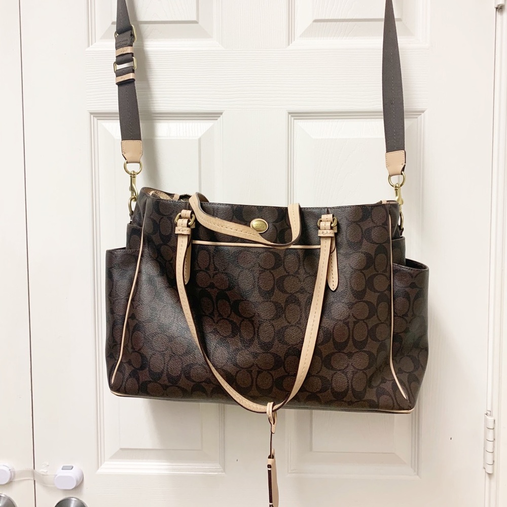 Coach leather diaper bag